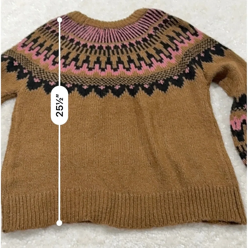 Knox Rose Sweater Womens XL Brown Fair Isle Knit Long Sleeve Crewneck 316033327